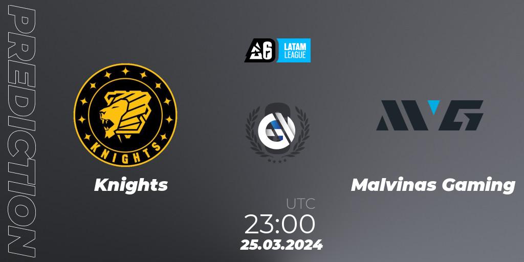 Knights vs Malvinas Gaming: Match Prediction. 25.03.2024 at 23:00, Rainbow Six, LATAM League 2024 - Stage 1: LATAM South