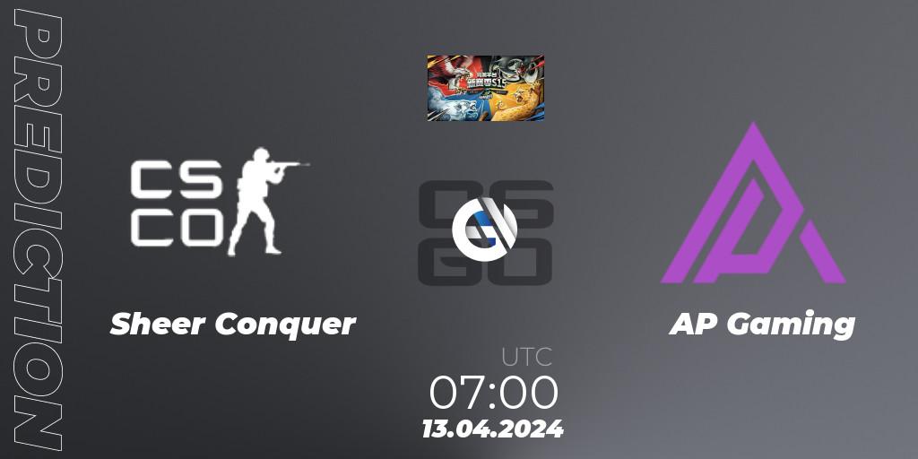 Sheer Conquer vs AP Gaming: Match Prediction. 13.04.2024 at 07:00, Counter-Strike (CS2), Perfect World Wild Party Season 1: Series 3
