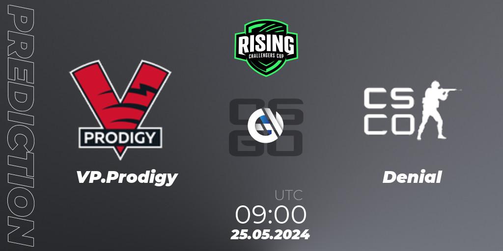 VP.Prodigy vs Denial: Match Prediction. 26.05.2024 at 18:00, Counter-Strike (CS2), Rising Challengers Cup #1