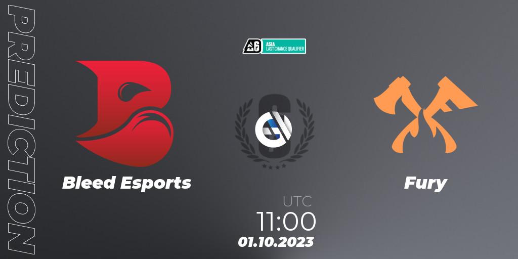 Bleed Esports vs Fury: Match Prediction. 01.10.2023 at 11:00, Rainbow Six, Asia League 2023 - Stage 2 - Last Chance Qualifiers