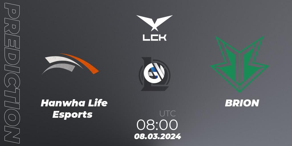 Hanwha Life Esports vs BRION: Match Prediction. 08.03.24, LoL, LCK Spring 2024 - Group Stage