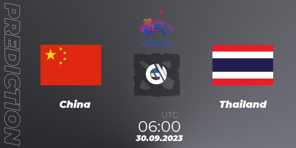 China vs Thailand: Match Prediction. 30.09.2023 at 06:00, Dota 2, 2022 Asian Games