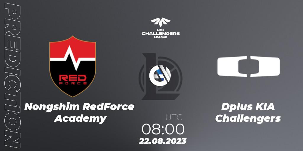 Nongshim RedForce Academy vs Dplus KIA Challengers: Match Prediction. 22.08.2023 at 08:00, LoL, LCK Challengers League 2023 Summer - Playoffs