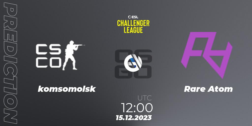 komsomolsk vs Rare Atom: Match Prediction. 15.12.23, CS2 (CS:GO), ESL Challenger League Season 46 Relegation: Asia-Pacific