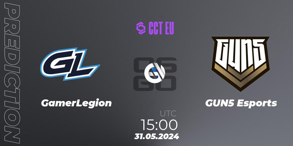 GamerLegion vs GUN5 Esports: Match Prediction. 31.05.2024 at 15:00, Counter-Strike (CS2), CCT Season 2 Europe Series 4