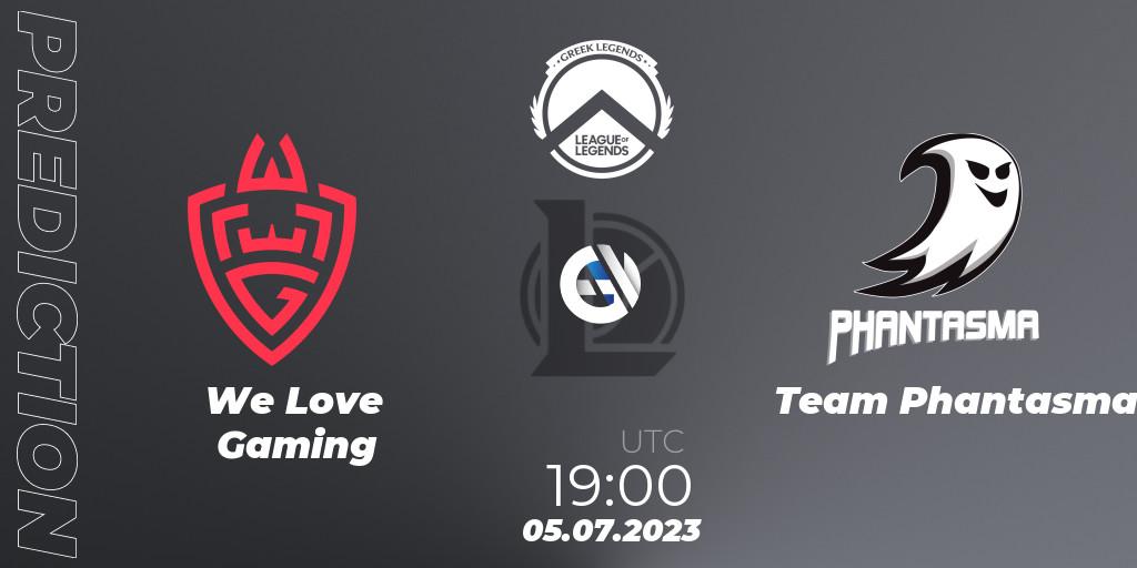 We Love Gaming vs Team Phantasma: Match Prediction. 05.07.2023 at 19:00, LoL, Greek Legends League Summer 2023