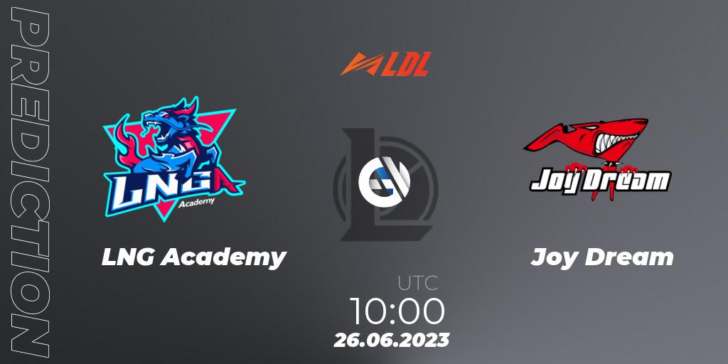 LNG Academy vs Joy Dream: Match Prediction. 26.06.2023 at 12:00, LoL, LDL 2023 - Regular Season - Stage 3