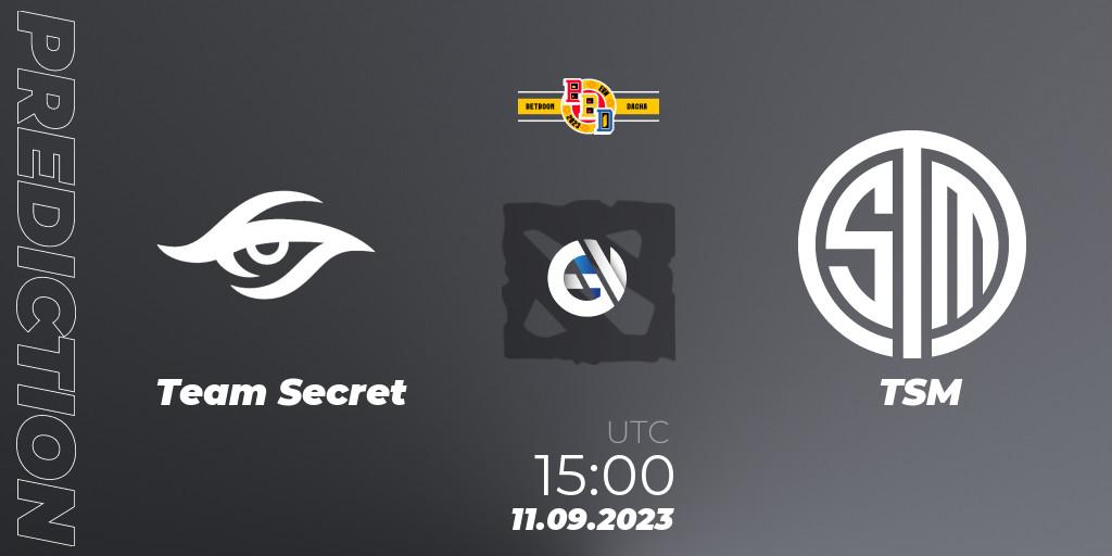 Team Secret vs TSM: Match Prediction. 11.09.2023 at 18:30, Dota 2, BetBoom Dacha