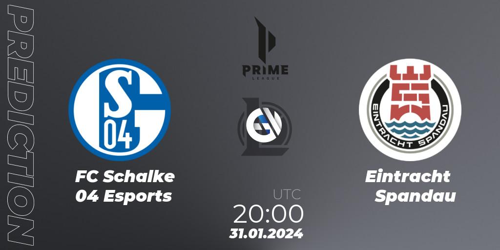 FC Schalke 04 Esports vs Eintracht Spandau: Match Prediction. 31.01.24, LoL, Prime League Spring 2024 - Group Stage