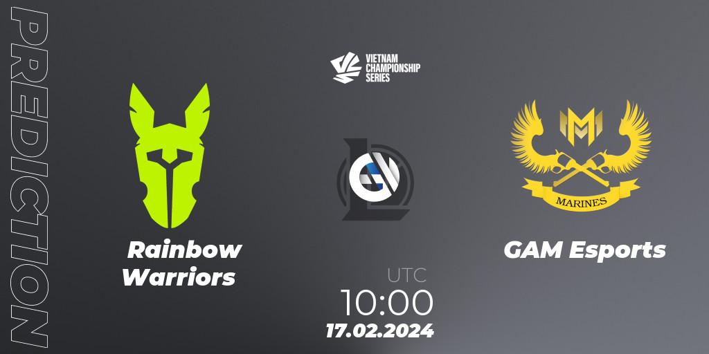 Rainbow Warriors vs GAM Esports: Match Prediction. 17.02.24, LoL, VCS Dawn 2024 - Group Stage