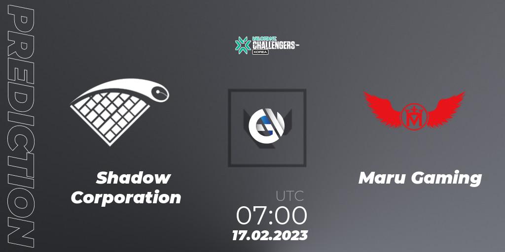 Shadow Corporation vs Maru Gaming: Match Prediction. 17.02.2023 at 07:00, VALORANT, VALORANT Challengers 2023: Korea Split 1