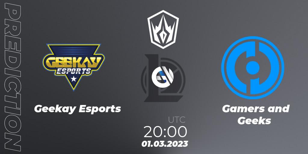 Geekay Esports vs Gamers and Geeks: Match Prediction. 01.03.2023 at 21:00, LoL, Arabian League Spring 2023