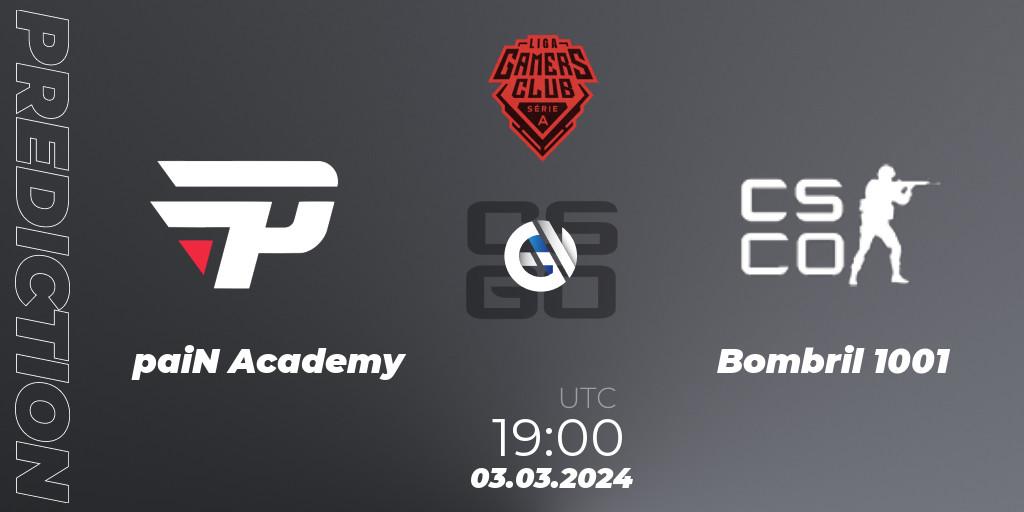 paiN Academy vs Bombril 1001: Match Prediction. 03.03.2024 at 19:00, Counter-Strike (CS2), Gamers Club Liga Série A: February 2024