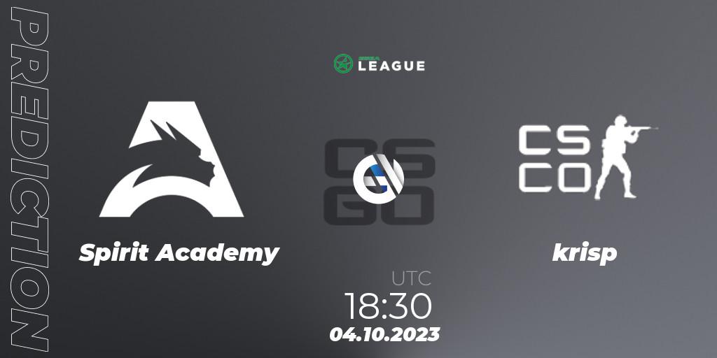 Spirit Academy vs krisp: Match Prediction. 04.10.2023 at 18:00, Counter-Strike (CS2), ESEA Season 46: Open Division - Europe