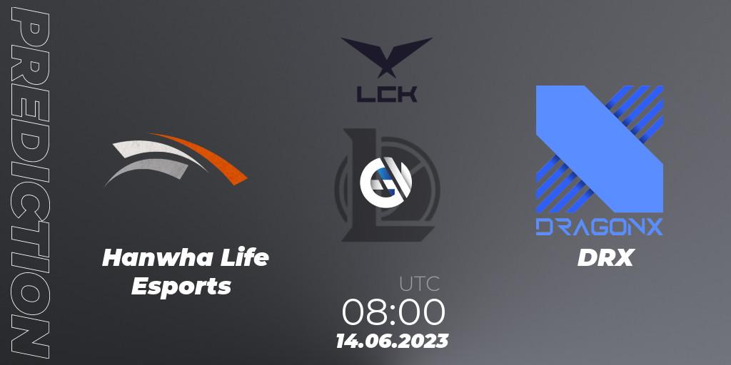 Hanwha Life Esports vs DRX: Match Prediction. 14.06.2023 at 08:00, LoL, LCK Summer 2023 Regular Season