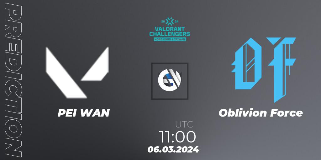PEI WAN vs Oblivion Force: Match Prediction. 06.03.24, VALORANT, VALORANT Challengers Hong Kong and Taiwan 2024: Split 1