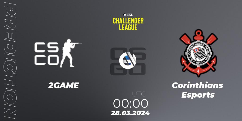 2GAME vs Corinthians Esports: Match Prediction. 28.03.24, CS2 (CS:GO), ESL Challenger League Season 47: South America
