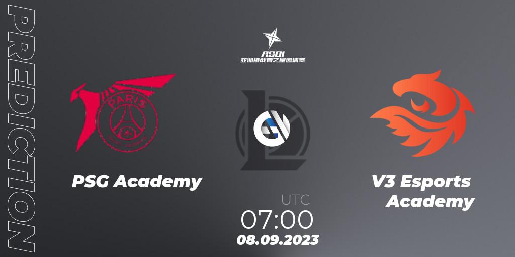 PSG Academy vs V3 Esports Academy: Match Prediction. 08.09.2023 at 07:00, LoL, Asia Star Challengers Invitational 2023