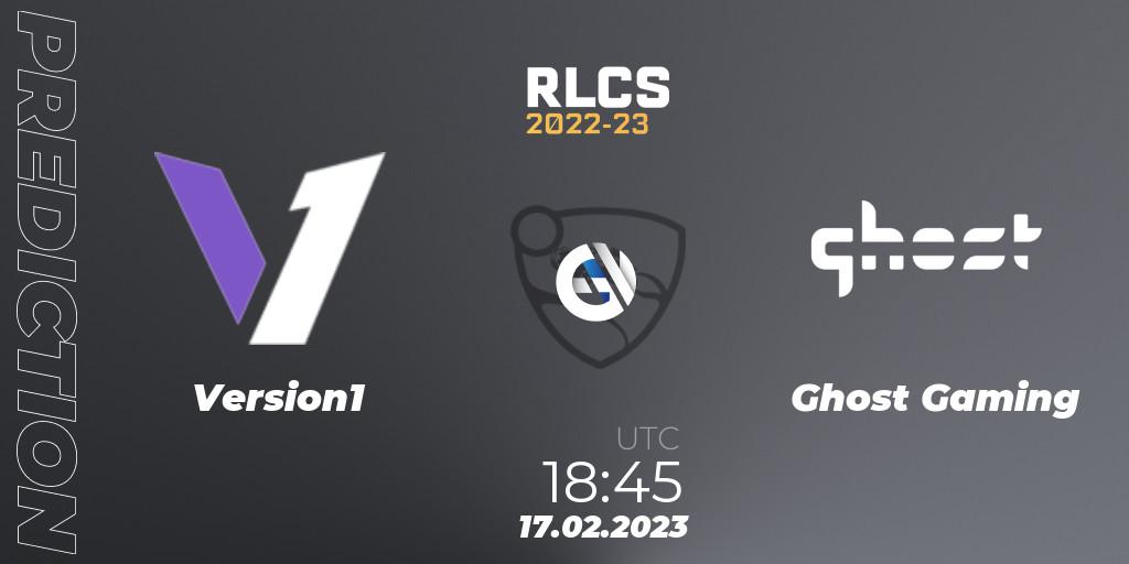 Version1 vs Ghost Gaming: Match Prediction. 17.02.2023 at 18:45, Rocket League, RLCS 2022-23 - Winter: North America Regional 2 - Winter Cup