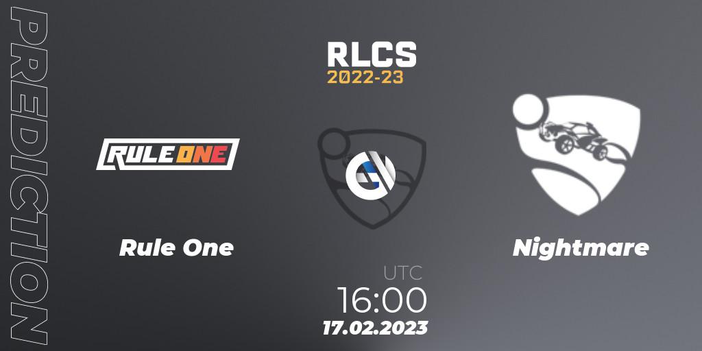 Rule One vs Nightmare: Match Prediction. 17.02.23, Rocket League, RLCS 2022-23 - Winter: Middle East and North Africa Regional 2 - Winter Cup
