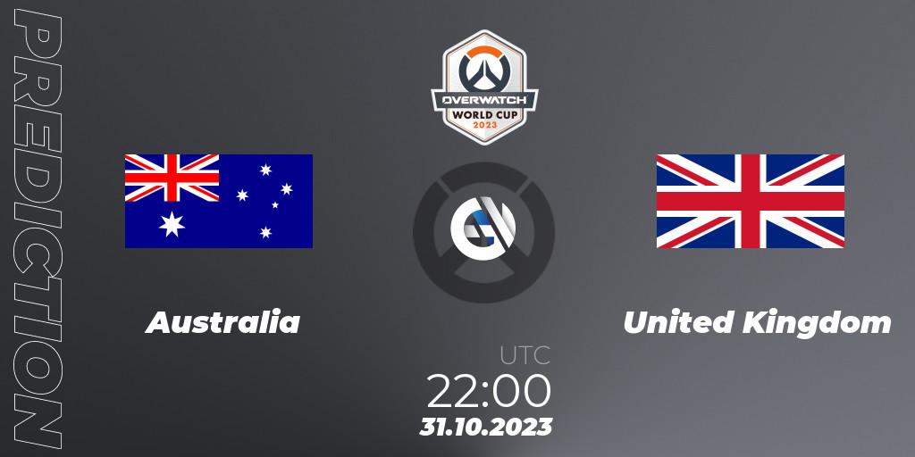 Australia vs United Kingdom: Match Prediction. 31.10.2023 at 22:00, Overwatch, Overwatch World Cup 2023