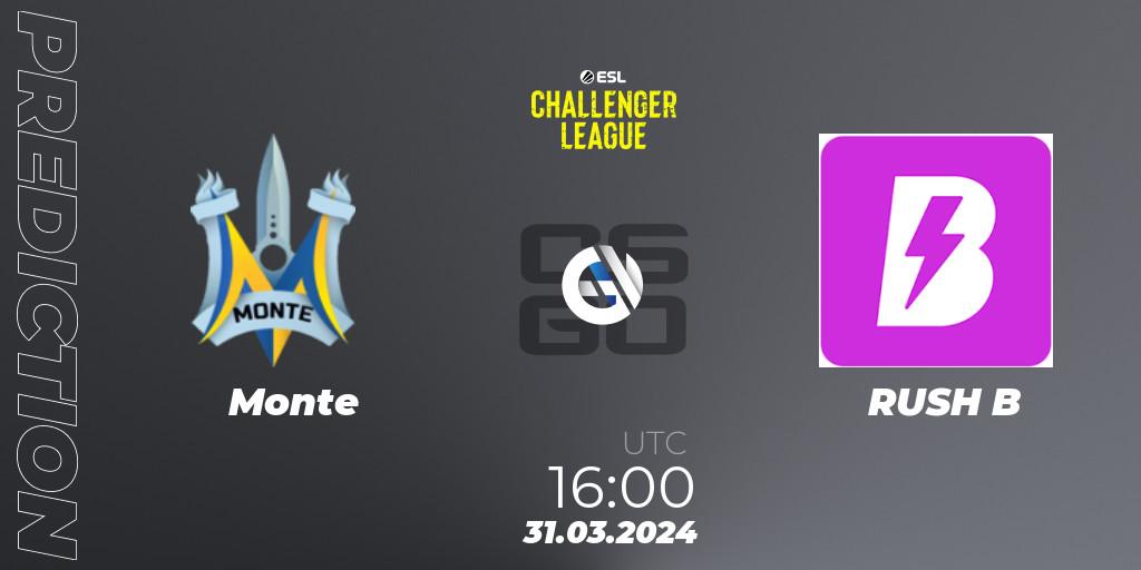 Monte vs RUSH B: Match Prediction. 31.03.24, CS2 (CS:GO), ESL Challenger League Season 47: Europe