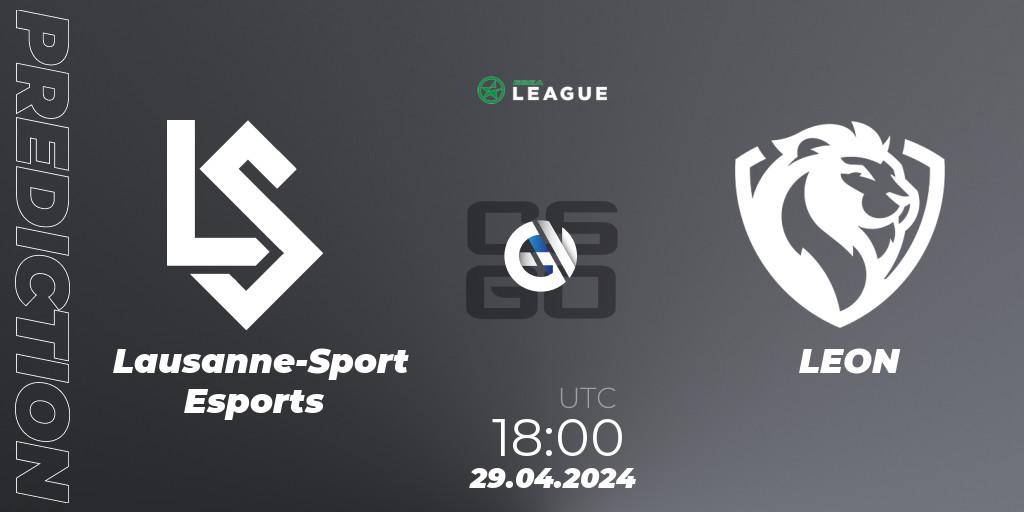 Lausanne-Sport Esports vs LEON: Match Prediction. 29.04.2024 at 18:00, Counter-Strike (CS2), ESEA Season 49: Advanced Division - Europe