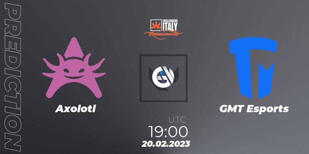 Axolotl vs GMT Esports: Match Prediction. 20.02.2023 at 19:00, VALORANT, VALORANT Challengers 2023 Italy: Rinascimento Split 1
