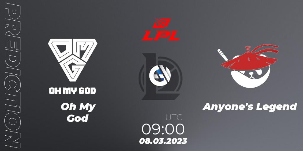 Oh My God vs Anyone's Legend: Match Prediction. 08.03.2023 at 09:00, LoL, LPL Spring 2023 - Group Stage