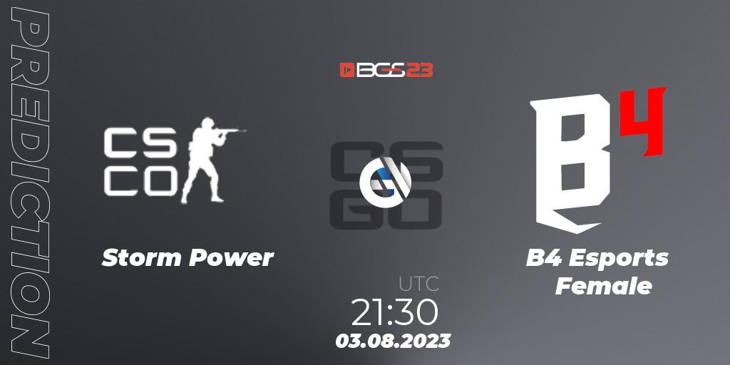 Storm Power vs B4 Esports Female: Match Prediction. 03.08.2023 at 21:30, Counter-Strike (CS2), BGS Esports 2023 Female: Online Stage
