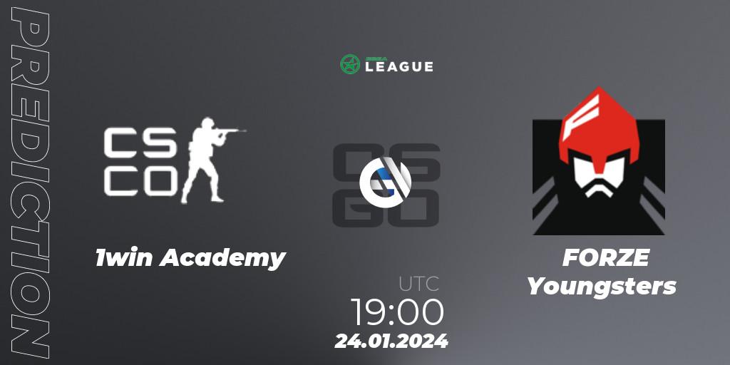 1win Academy vs FORZE Youngsters: Match Prediction. 27.01.2024 at 17:00, Counter-Strike (CS2), ESEA Season 48: Advanced Division - Europe