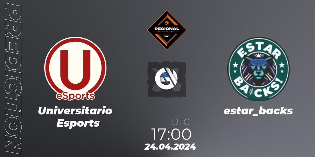 Universitario Esports vs estar_backs: Match Prediction. 24.04.24, Dota 2, RES Regional Series: LATAM #2