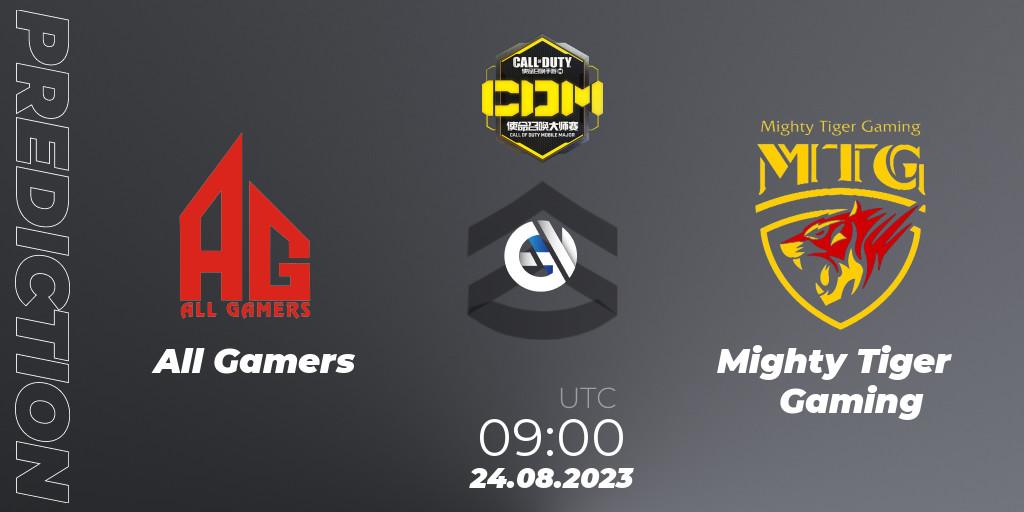All Gamers vs Mighty Tiger Gaming: Match Prediction. 24.08.2023 at 09:00, Call of Duty, China Masters 2023 S6 - Stage 2