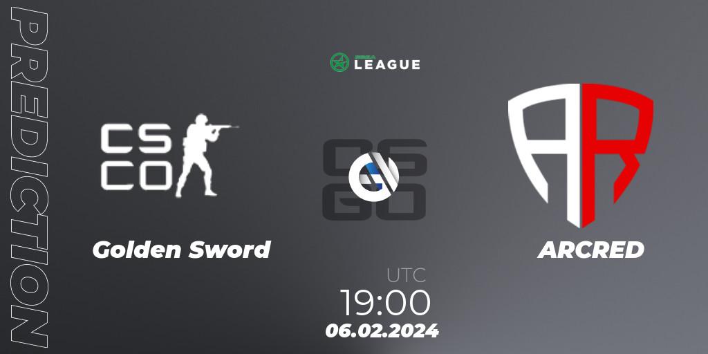 Golden Sword vs ARCRED: Match Prediction. 16.02.2024 at 19:00, Counter-Strike (CS2), ESEA Season 48: Advanced Division - Europe