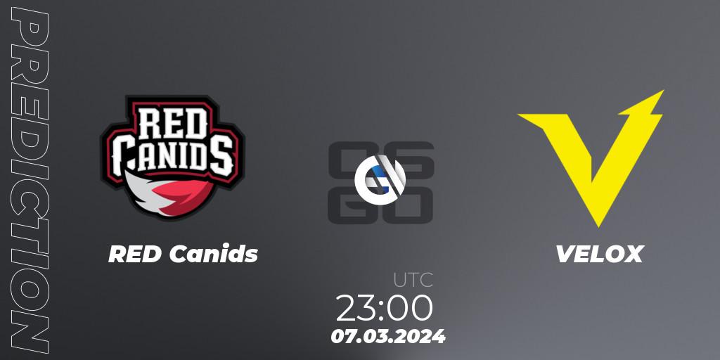 RED Canids vs VELOX: Match Prediction. 07.03.2024 at 23:05, Counter-Strike (CS2), RES Latin American Series #2