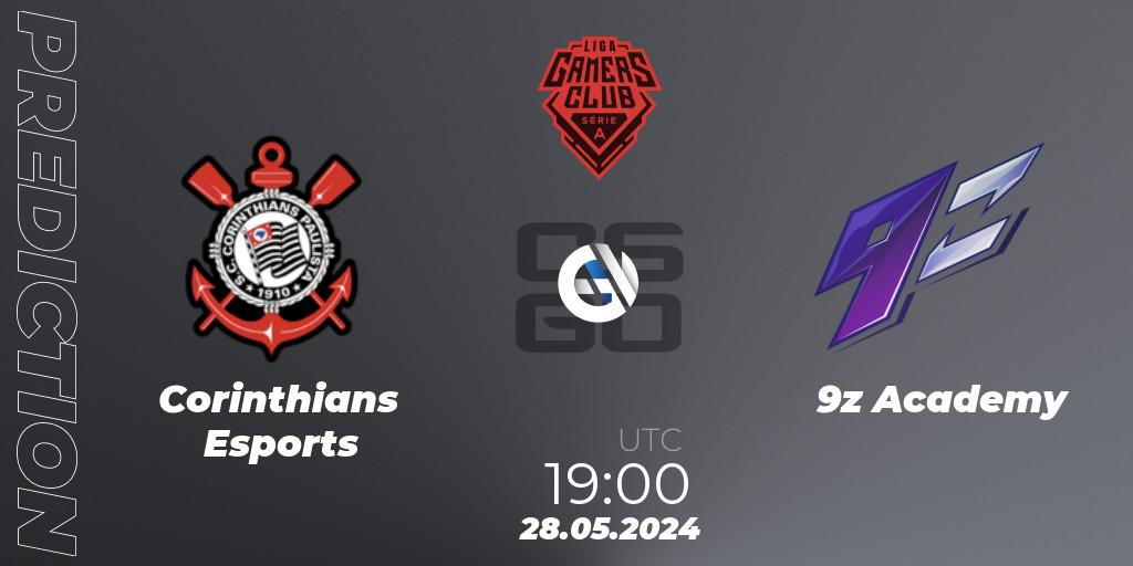 Corinthians Esports vs 9z Academy: Match Prediction. 28.05.2024 at 22:00, Counter-Strike (CS2), Gamers Club Liga Série A: May 2024