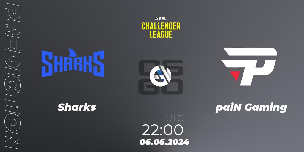 Sharks vs paiN Gaming: Match Prediction. 06.06.2024 at 22:00, Counter-Strike (CS2), ESL Challenger League Season 47: South America