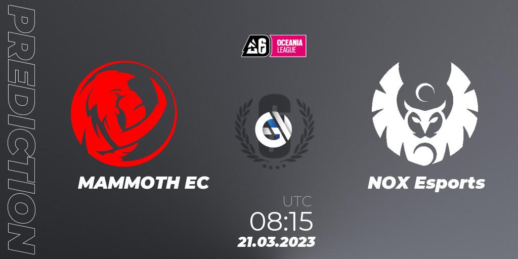 MAMMOTH EC vs NOX Esports: Match Prediction. 21.03.23, Rainbow Six, Oceania League 2023 - Stage 1