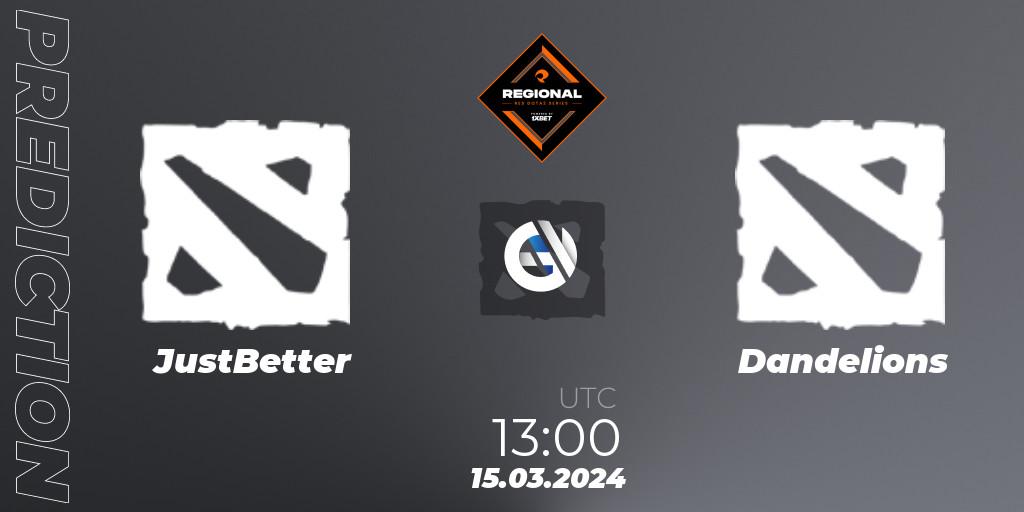 JustBetter vs Dandelions: Match Prediction. 15.03.2024 at 13:00, Dota 2, RES Regional Series: EU #1
