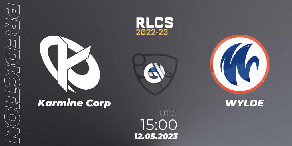Karmine Corp vs WYLDE: Match Prediction. 12.05.2023 at 15:00, Rocket League, RLCS 2022-23 - Spring: Europe Regional 1 - Spring Open