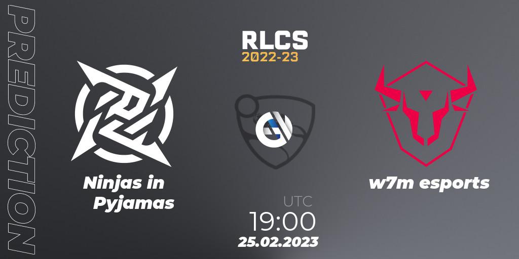 Ninjas in Pyjamas vs w7m esports: Match Prediction. 25.02.2023 at 19:00, Rocket League, RLCS 2022-23 - Winter: South America Regional 3 - Winter Invitational