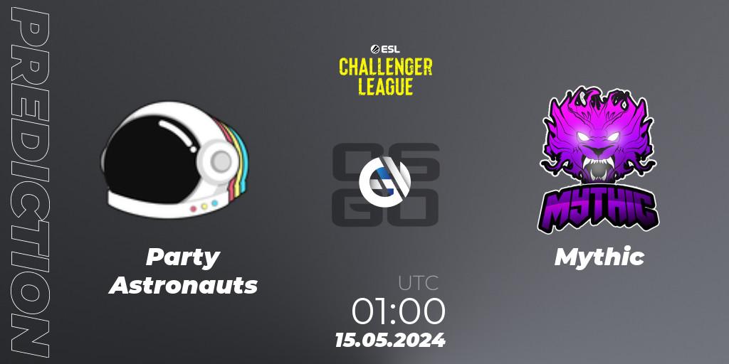 Party Astronauts vs Mythic: Match Prediction. 15.05.2024 at 01:00, Counter-Strike (CS2), ESL Challenger League Season 47: North America