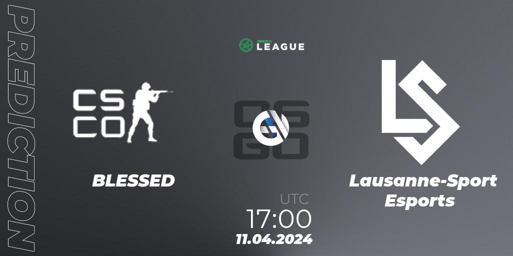 BLESSED vs Lausanne-Sport Esports: Match Prediction. 11.04.2024 at 17:00, Counter-Strike (CS2), ESEA Season 49: Advanced Division - Europe