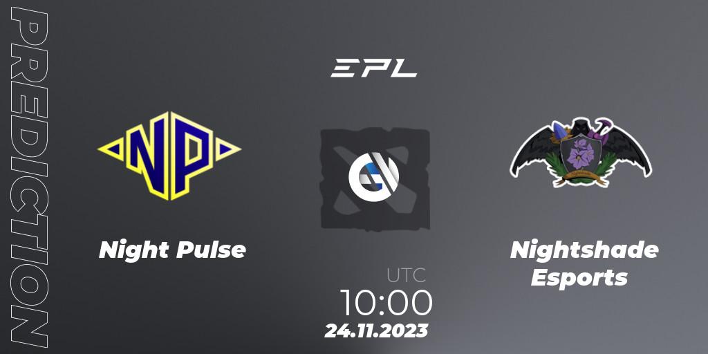 Night Pulse vs Nightshade Esports: Match Prediction. 26.11.2023 at 10:03, Dota 2, European Pro League Season 14