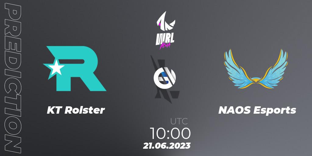 KT Rolster vs NAOS Esports: Match Prediction. 21.06.2023 at 10:00, Wild Rift, WRL Asia 2023 - Season 1 - Playoffs