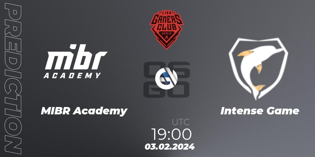 MIBR Academy vs Intense Game: Match Prediction. 03.02.2024 at 19:00, Counter-Strike (CS2), Gamers Club Liga Série A: January 2024