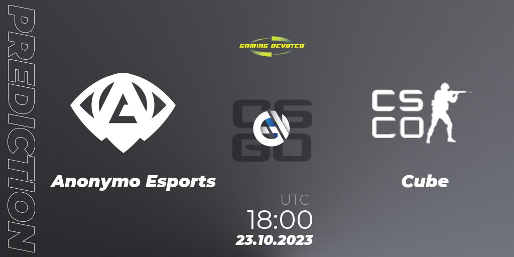 Anonymo Esports vs Cube: Match Prediction. 23.10.2023 at 18:00, Counter-Strike (CS2), Gaming Devoted Become The Best