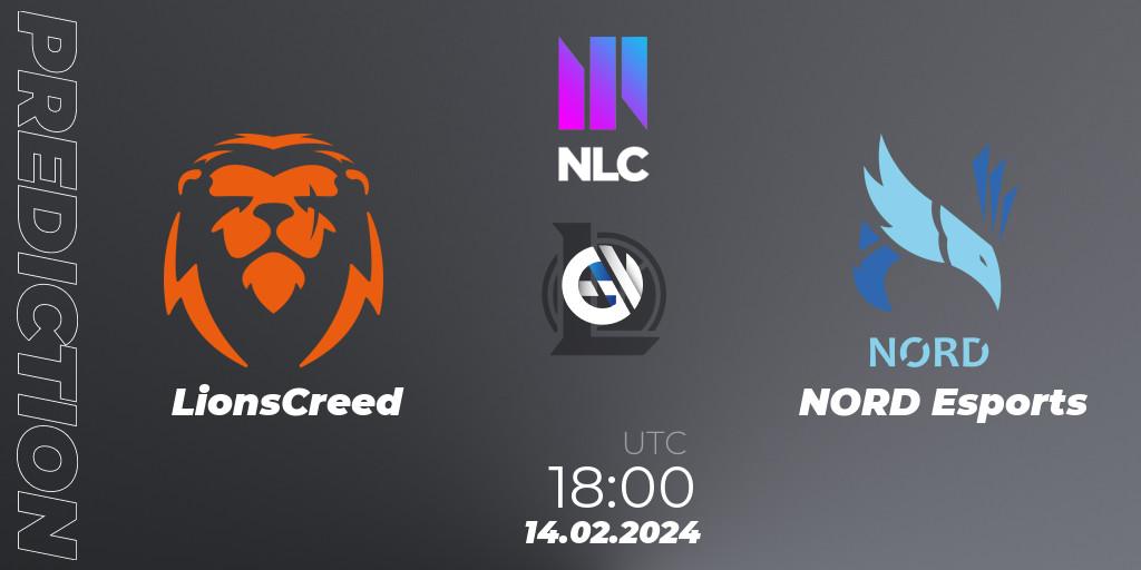 LionsCreed vs NORD Esports: Match Prediction. 14.02.2024 at 18:00, LoL, NLC 1st Division Spring 2024