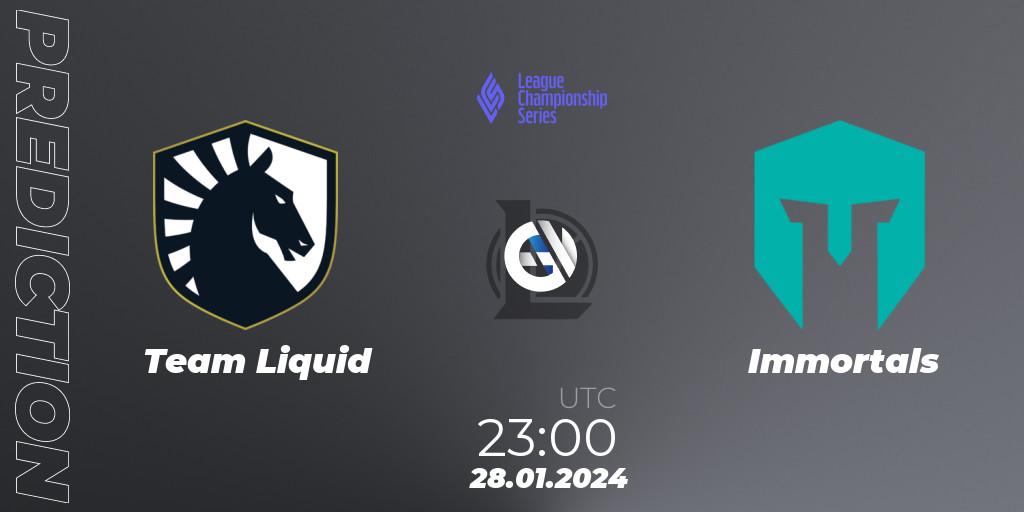 Team Liquid vs Immortals: Match Prediction. 28.01.2024 at 23:00, LoL, LCS Spring 2024 - Group Stage