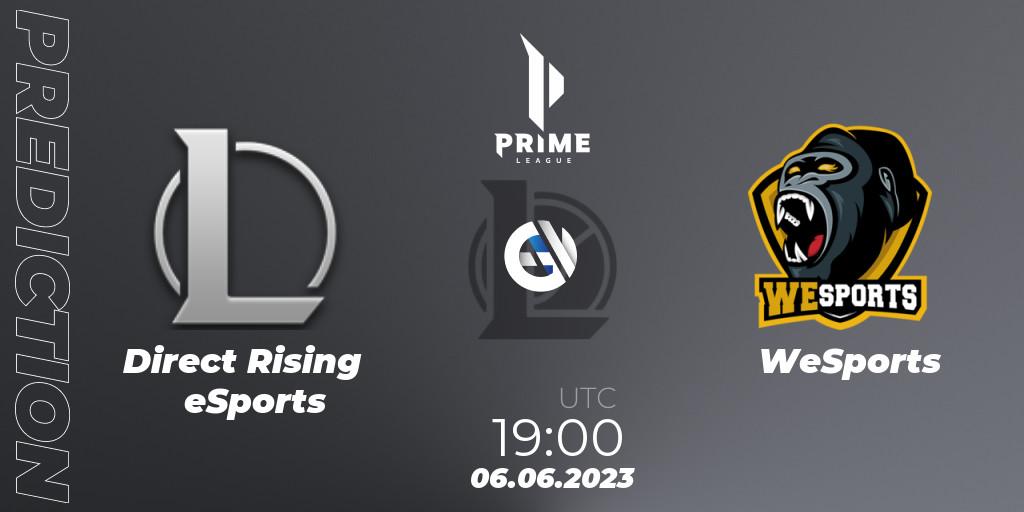 Direct Rising eSports vs WeSports: Match Prediction. 06.06.2023 at 19:00, LoL, Prime League 2nd Division Summer 2023